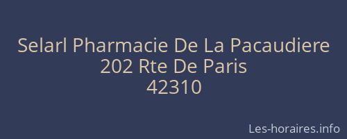Selarl Pharmacie De La Pacaudiere