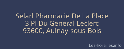 Selarl Pharmacie De La Place