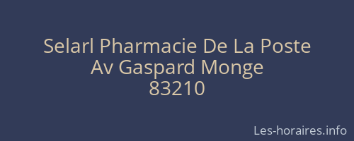 Selarl Pharmacie De La Poste