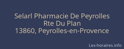 Selarl Pharmacie De Peyrolles