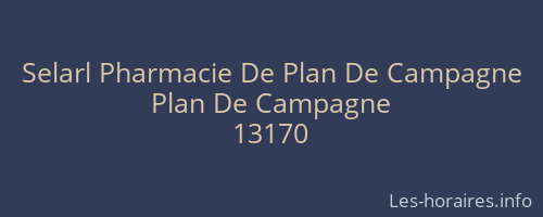 Selarl Pharmacie De Plan De Campagne