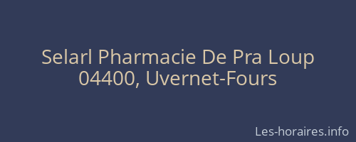 Selarl Pharmacie De Pra Loup