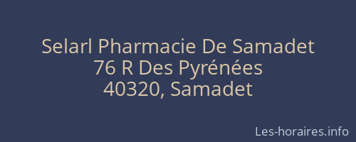 Selarl Pharmacie De Samadet