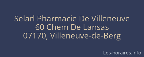 Selarl Pharmacie De Villeneuve