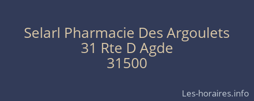 Selarl Pharmacie Des Argoulets