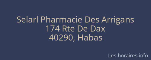 Selarl Pharmacie Des Arrigans