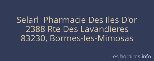 Selarl  Pharmacie Des Iles D'or