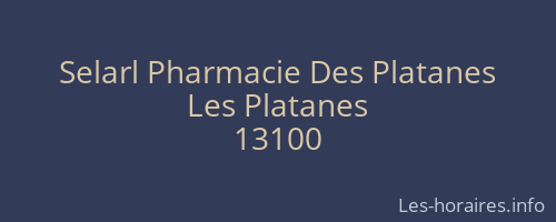 Selarl Pharmacie Des Platanes