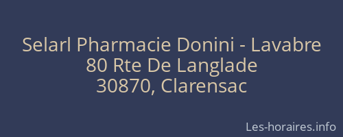 Selarl Pharmacie Donini - Lavabre