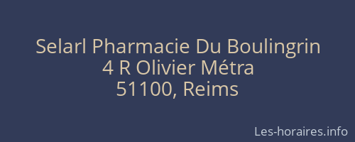Selarl Pharmacie Du Boulingrin