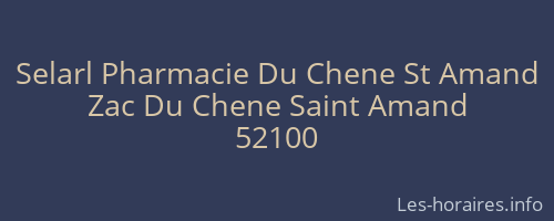 Selarl Pharmacie Du Chene St Amand