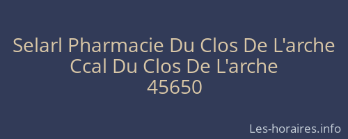 Selarl Pharmacie Du Clos De L'arche