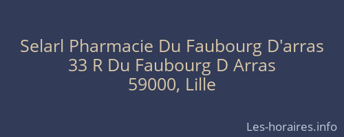 Selarl Pharmacie Du Faubourg D'arras