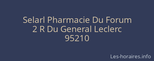 Selarl Pharmacie Du Forum