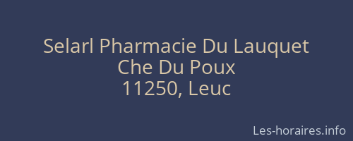Selarl Pharmacie Du Lauquet