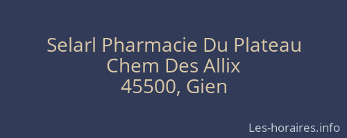 Selarl Pharmacie Du Plateau