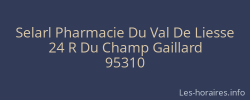 Selarl Pharmacie Du Val De Liesse