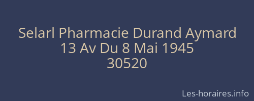 Selarl Pharmacie Durand Aymard