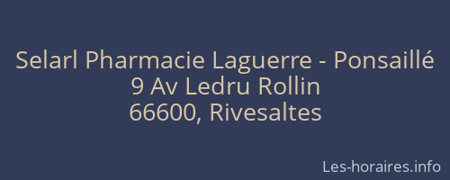Selarl Pharmacie Laguerre - Ponsaillé