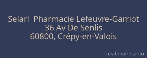 Selarl  Pharmacie Lefeuvre-Garriot