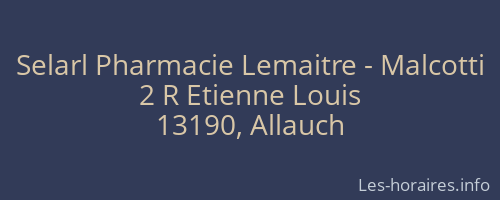 Selarl Pharmacie Lemaitre - Malcotti