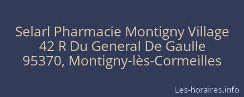 Selarl Pharmacie Montigny Village