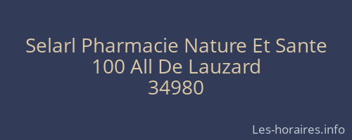 Selarl Pharmacie Nature Et Sante