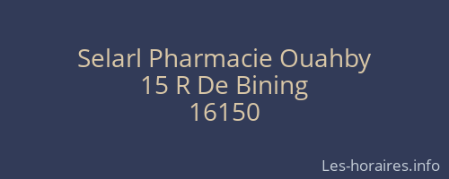 Selarl Pharmacie Ouahby
