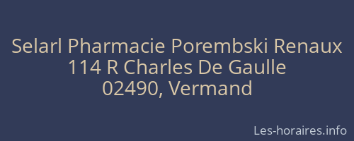 Selarl Pharmacie Porembski Renaux