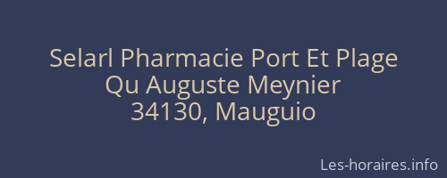 Selarl Pharmacie Port Et Plage