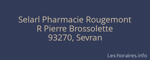 Selarl Pharmacie Rougemont
