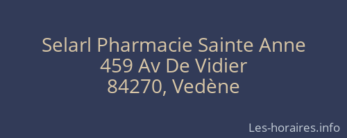 Selarl Pharmacie Sainte Anne