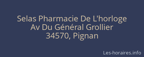 Selas Pharmacie De L'horloge