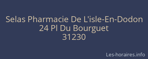 Selas Pharmacie De L'isle-En-Dodon