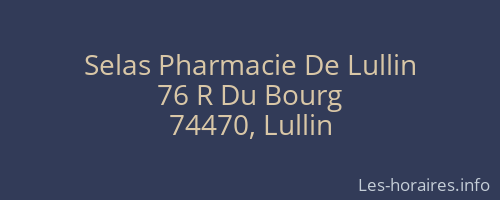 Selas Pharmacie De Lullin