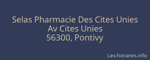 Selas Pharmacie Des Cites Unies