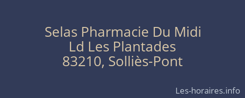 Selas Pharmacie Du Midi