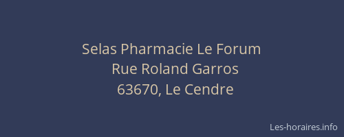 Selas Pharmacie Le Forum