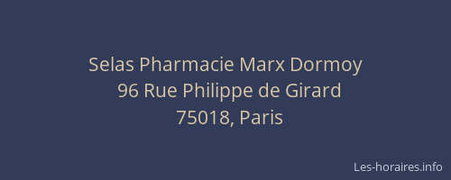 Selas Pharmacie Marx Dormoy