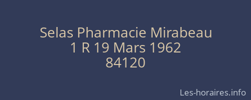 Selas Pharmacie Mirabeau