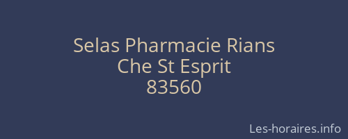 Selas Pharmacie Rians