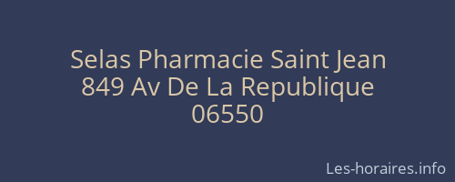 Selas Pharmacie Saint Jean