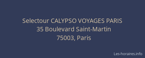 Selectour CALYPSO VOYAGES PARIS