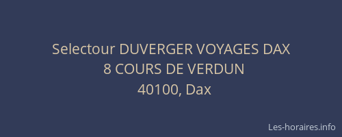 Selectour DUVERGER VOYAGES DAX