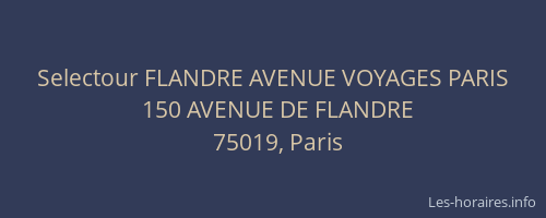 Selectour FLANDRE AVENUE VOYAGES PARIS
