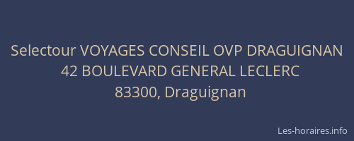 Selectour VOYAGES CONSEIL OVP DRAGUIGNAN