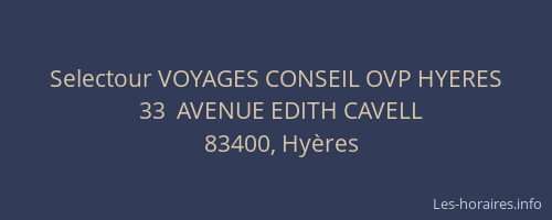 Selectour VOYAGES CONSEIL OVP HYERES