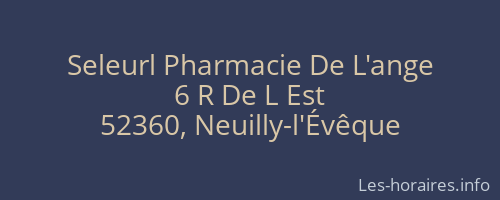 Seleurl Pharmacie De L'ange