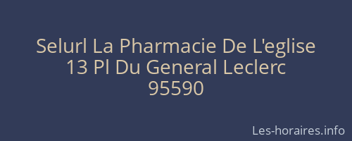 Selurl La Pharmacie De L'eglise