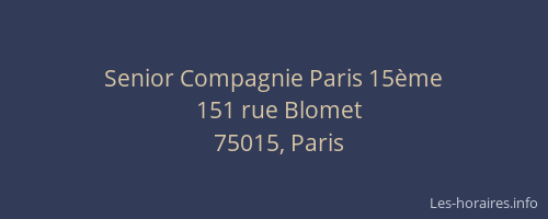 Senior Compagnie Paris 15ème